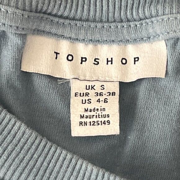 Topshop Wild Heart Cropped T-shirt Blue Size Small Short sleeve - Picture 8 of 10